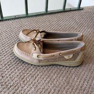 Sperry Women's Gold Glitter Boat Moccasins